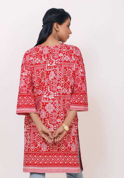 Arzoo Red and White Lawn Kurti