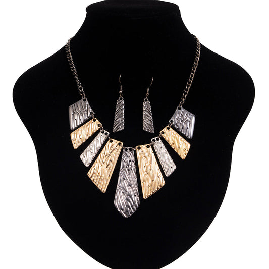 Gun metal and Gold Necklace with earrings