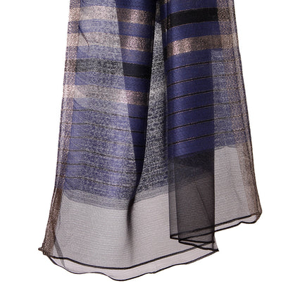 Organza Border Navy Blue