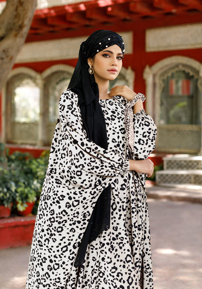 Cheetah Print Georgette Maxi Abaya