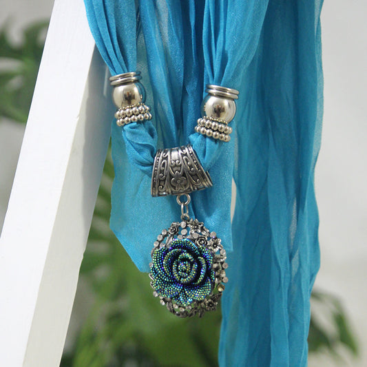 Blue Pendant Necklace Hijab