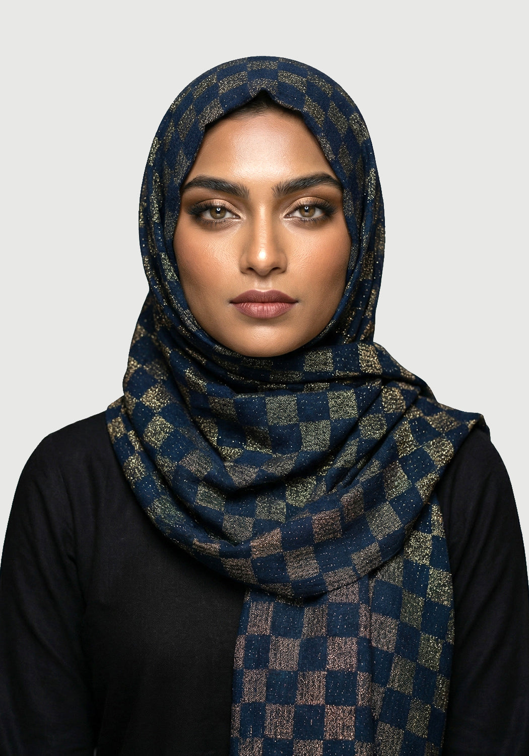 Chiffon Check Foil-Teal