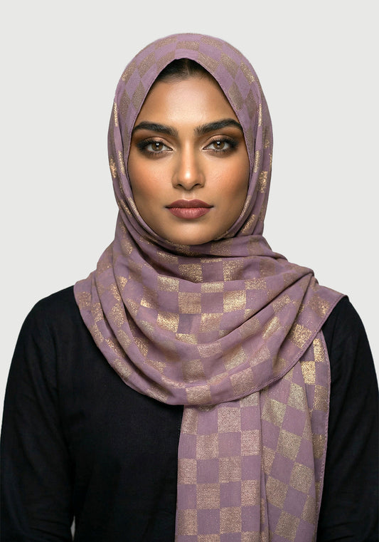Chiffon Check Foil-Light Purple