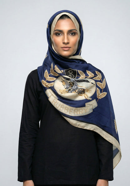 Silk Branded-Navy Blue-Fawn