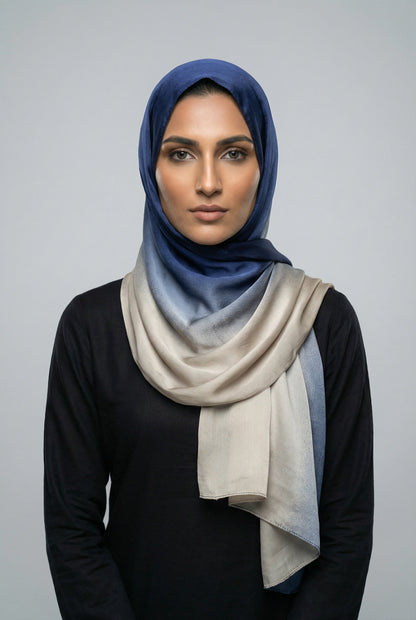 Silk Branded-Navy Blue-Beige