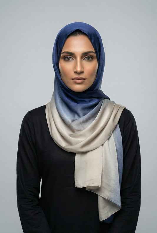 Silk Branded-Navy Blue-Beige