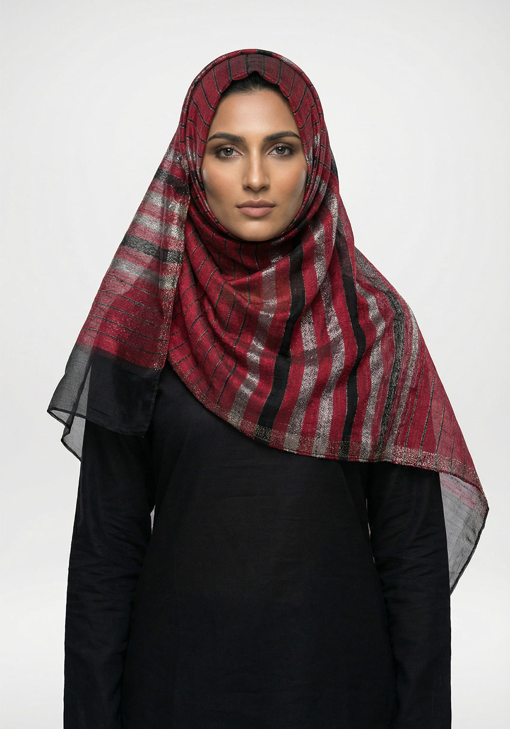 Organza Border Maroon