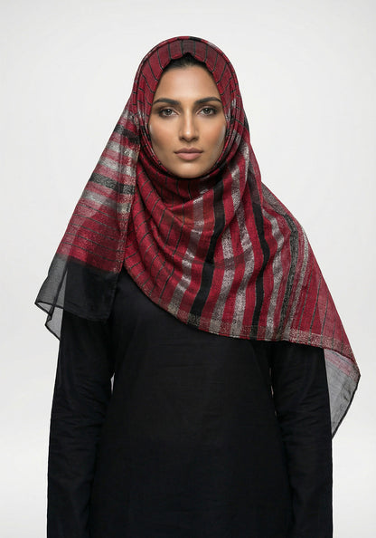 Organza Border Maroon