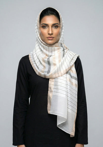 Organza Border White