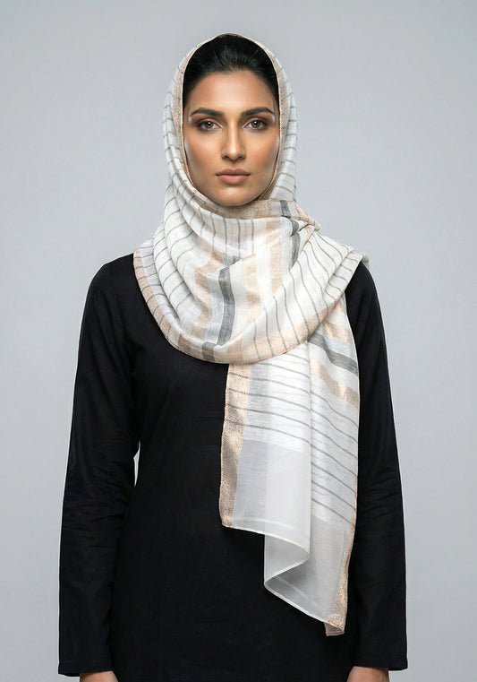 Organza Border White