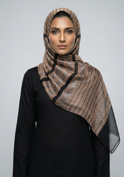 Organza Border Brown