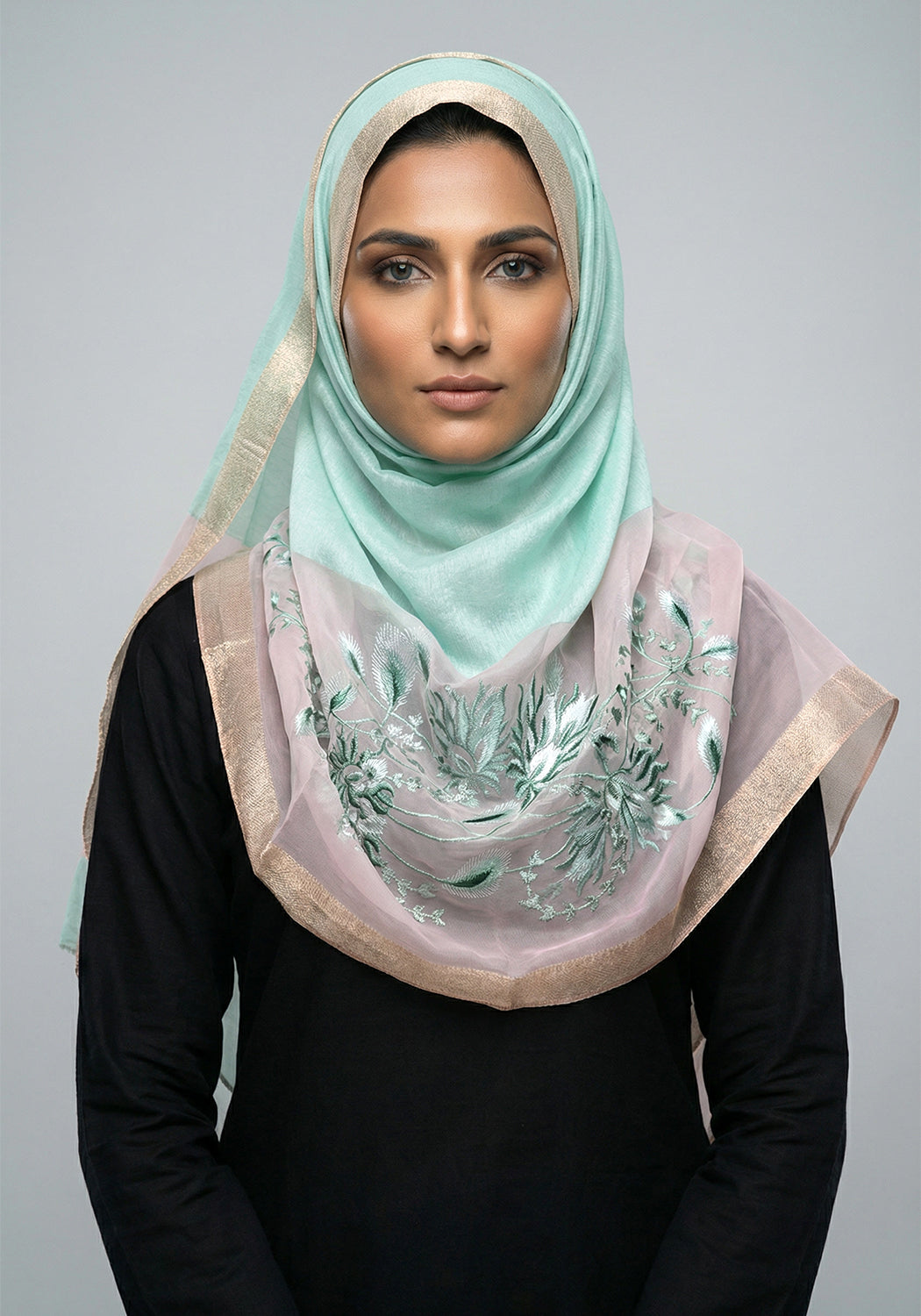 Organza Embroidery Aqua