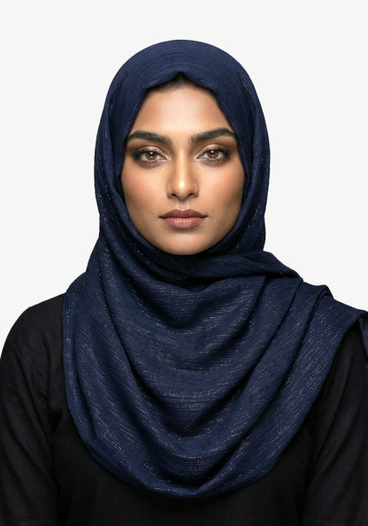 Metallic Chiffon-Navy Blue