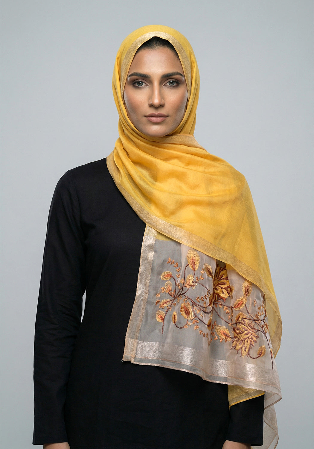 Organza Embroidery Mustard