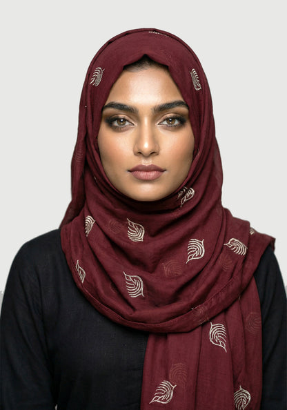 Lawn Embroadry-Maroon