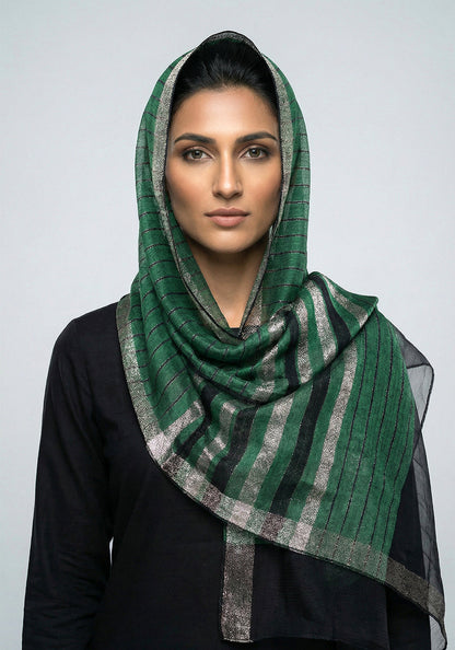 Organza Border Green