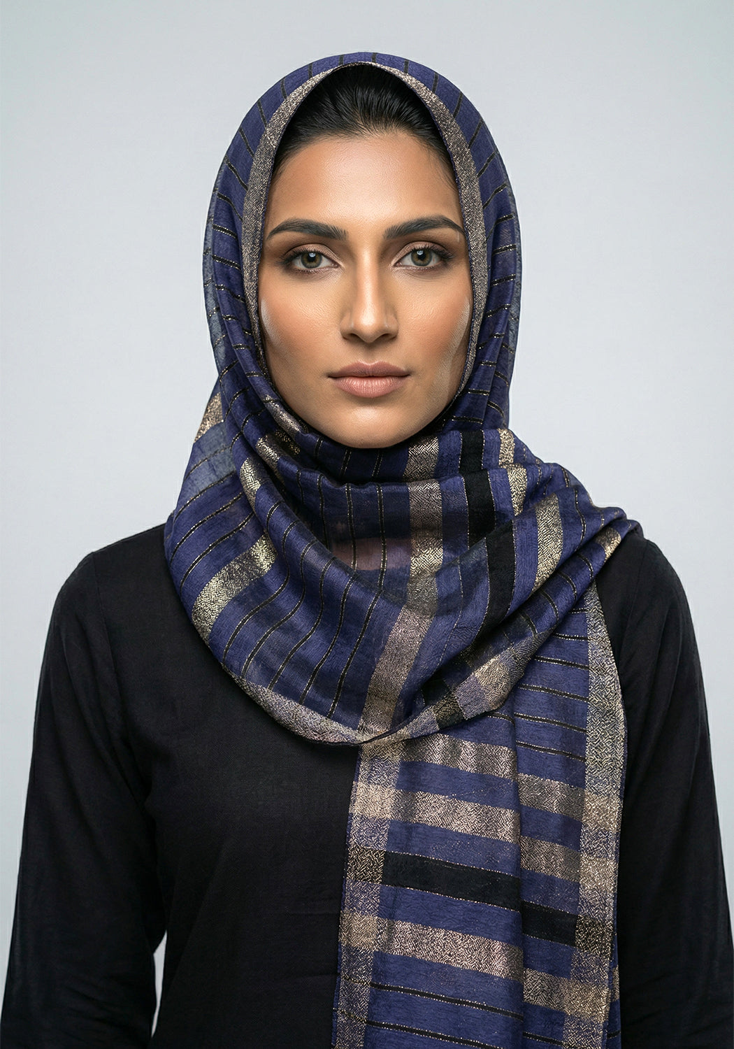 Organza Border Navy Blue