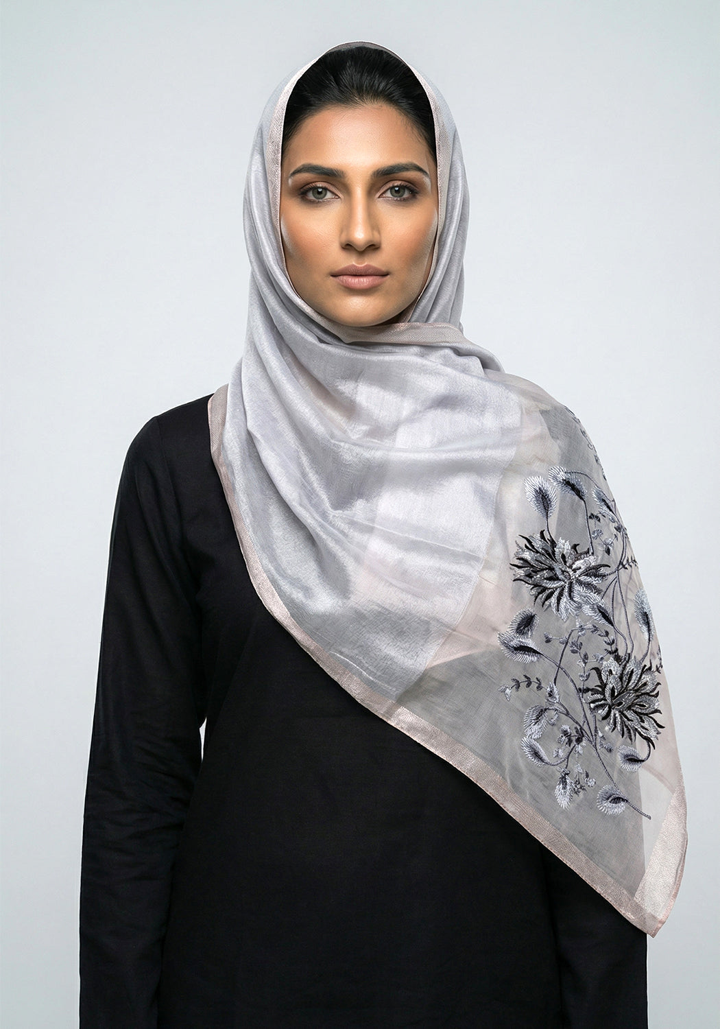 Organza Embroidery Ash Grey