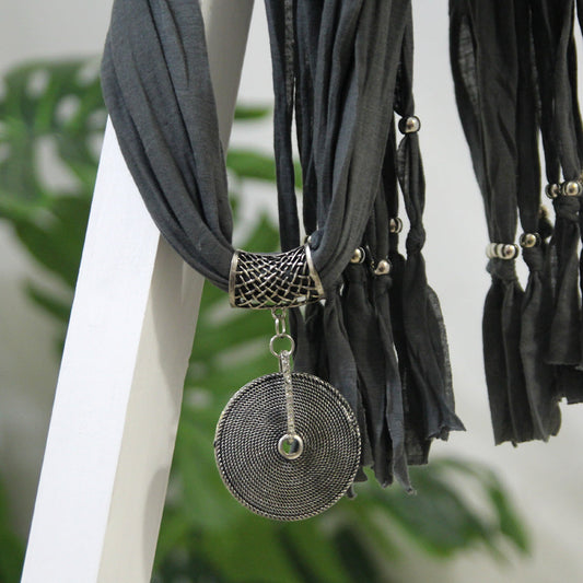 Grey Pendant Necklace Hijab