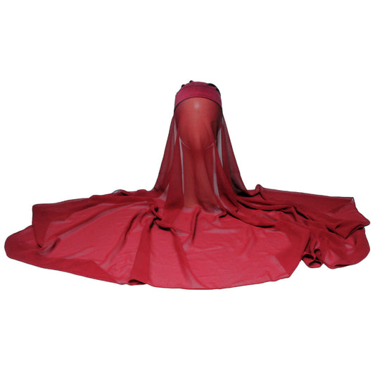 Chiffon Hijab With Cap-Red