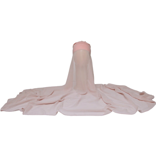 Chiffon Hijab With Cap-Rose Pink