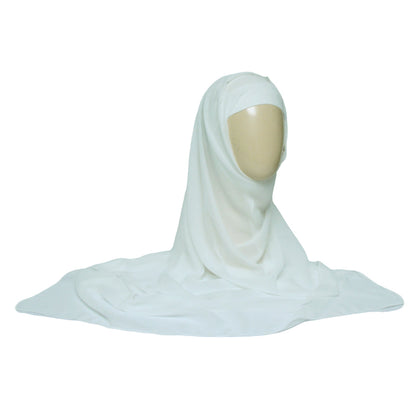Chiffon Hijab With Cap-White