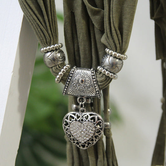 Olive Green Pendant Necklace Hijab