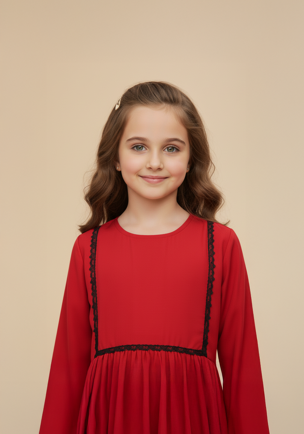 Kids Front Closed Maroon Abaya
