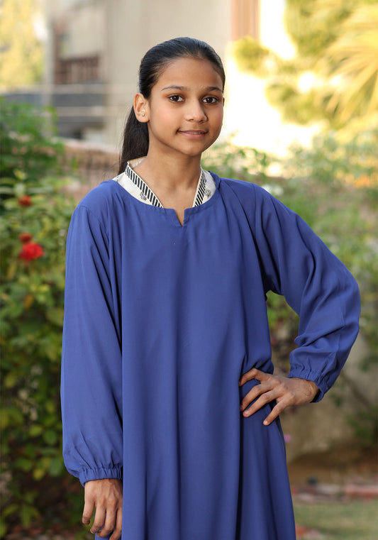 Kids Front Closed Blue Abaya